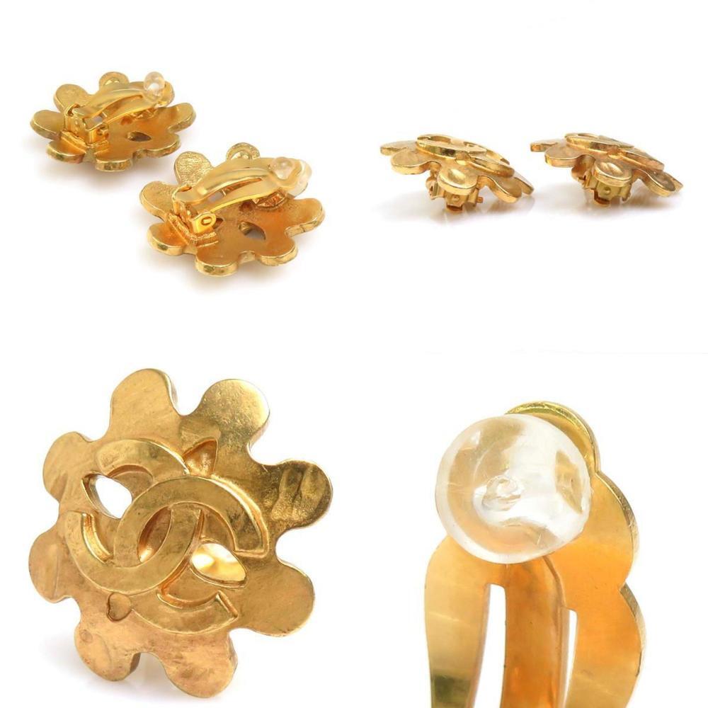 CHANEL Authentic Gold Logo Earrings - Picture 4 of 5